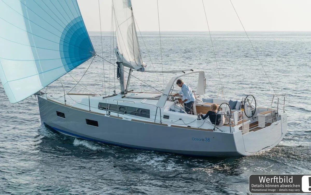 Exterior view of Ulysses, a Beneteau Oceanis 38 sailboat at Heiligenhafen, Germany