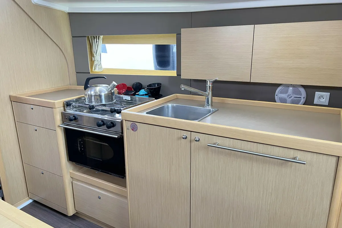 Galley of Ulysses, a Beneteau Oceanis 38 sailboat at Heiligenhafen, Germany