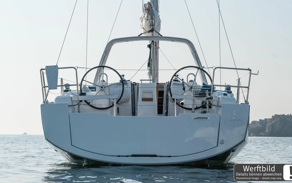 Exterior view of Ulysses, a Beneteau Oceanis 38 sailboat at Heiligenhafen, Germany