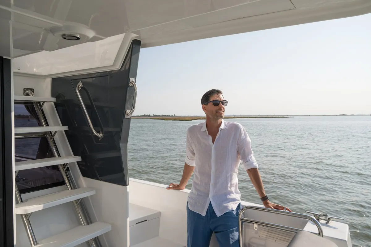 69, a Delphia Yachts Poseidon 45 motor yacht at Casier, Italy