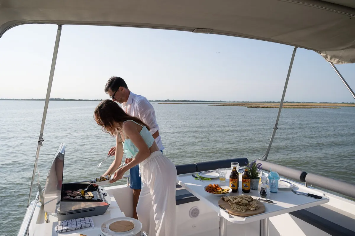 69, a Delphia Yachts Poseidon 45 motor yacht at Casier, Italy