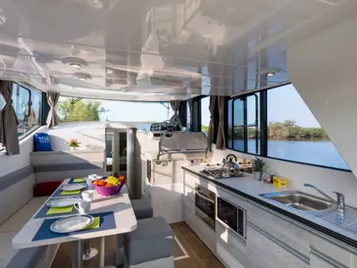 Galley of Delphia Yachts Poseidon 45, a motor yacht at Casier, Italy
