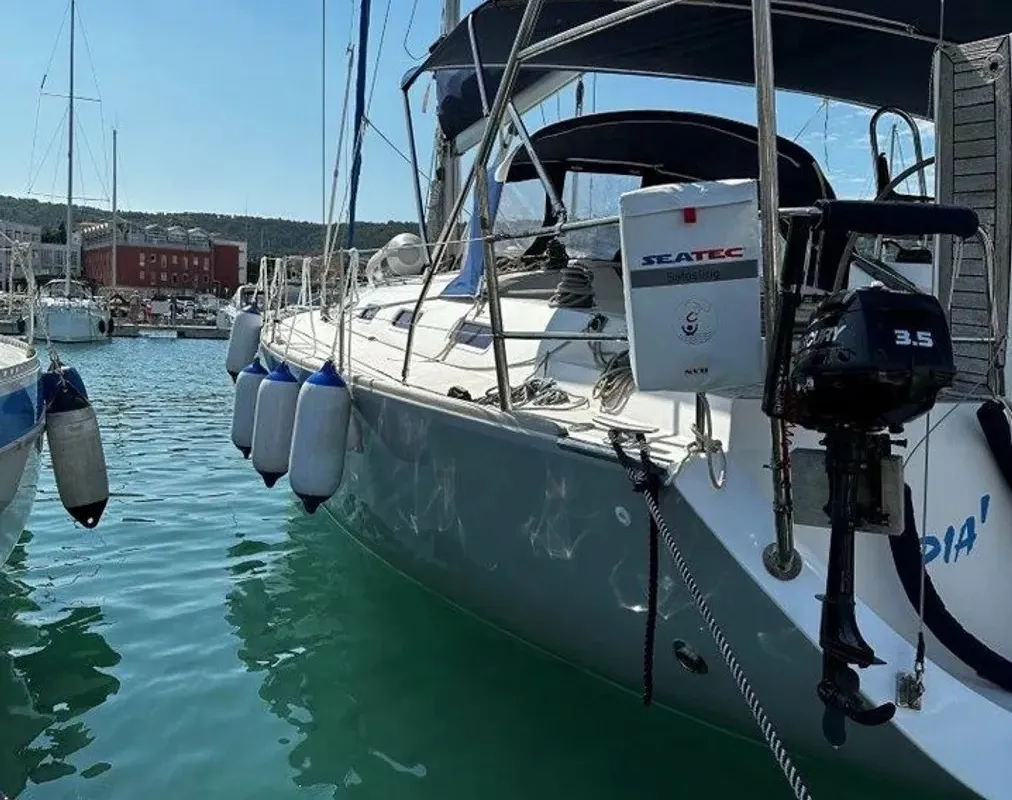 Exterior view of Pia, a Triplast Y 40 sailboat at Izola, Slovenia