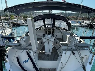 Cockpit of Pia, a Triplast Y 40 sailboat at Izola, Slovenia