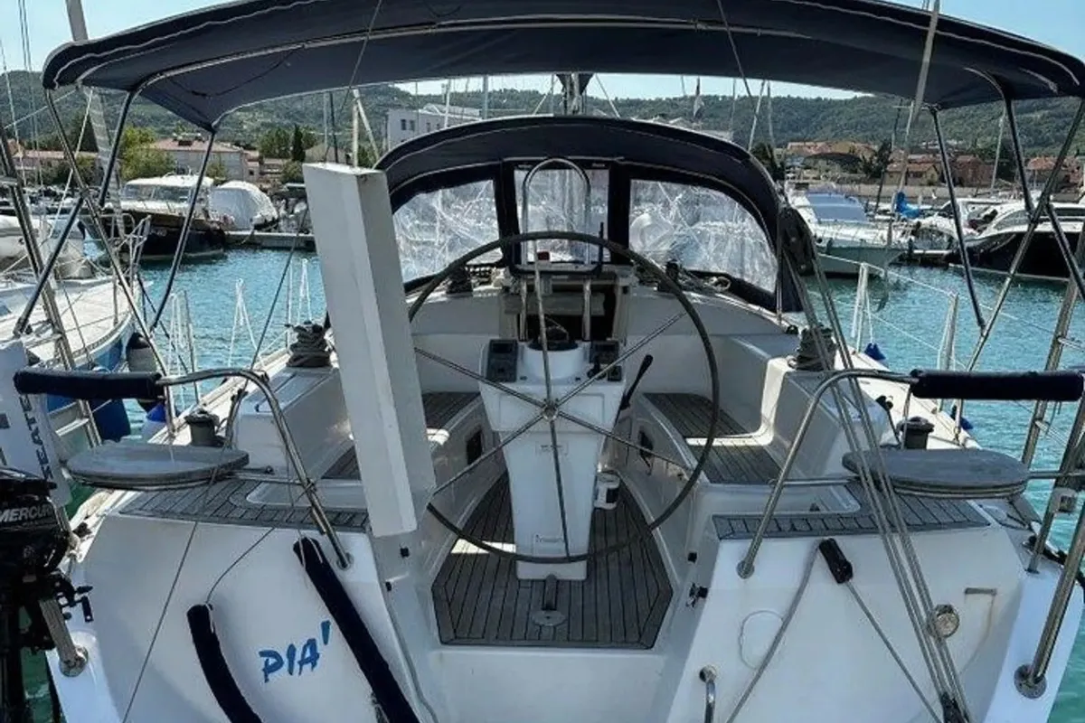 Cockpit of Pia, a Triplast Y 40 sailboat at Izola, Slovenia