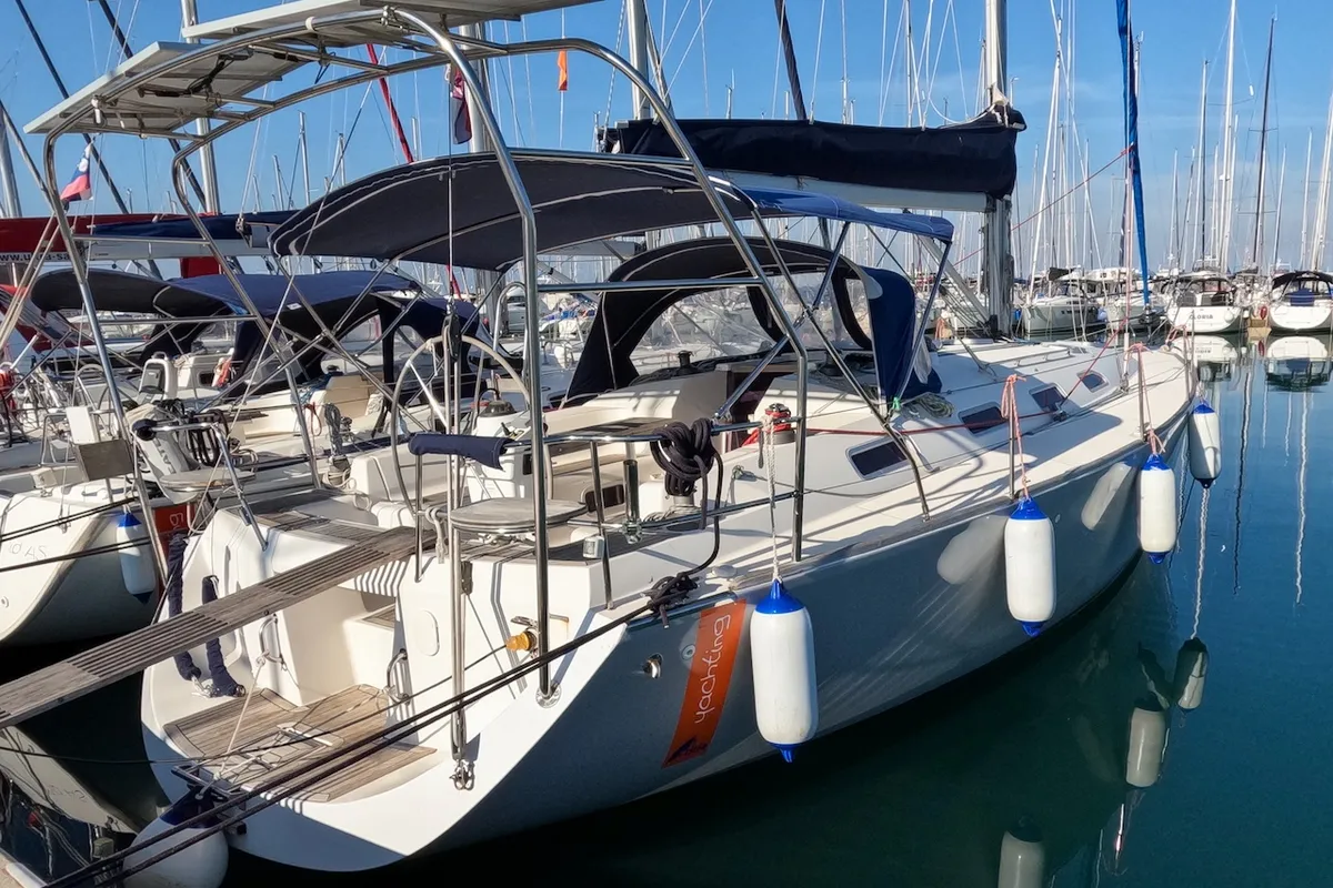 Exterior view of Pia, a Triplast Y 40 sailboat at Izola, Slovenia
