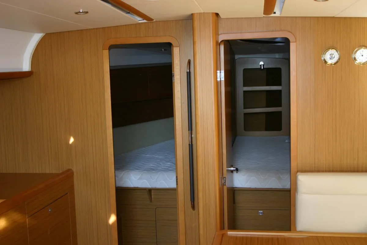 Cabin on Alcor , a Jeanneau Sun Odyssey 44 i sailboat at Olbia, Italy