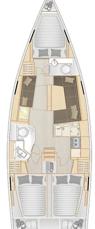 Exterior view of Fany, a Hanse 388 sailboat at Općina Sukošan, Croatia