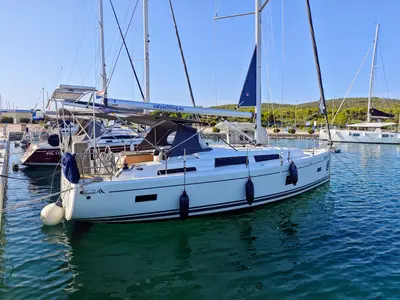 Cockpit of Fany, a Hanse 388 sailboat at Općina Sukošan, Croatia