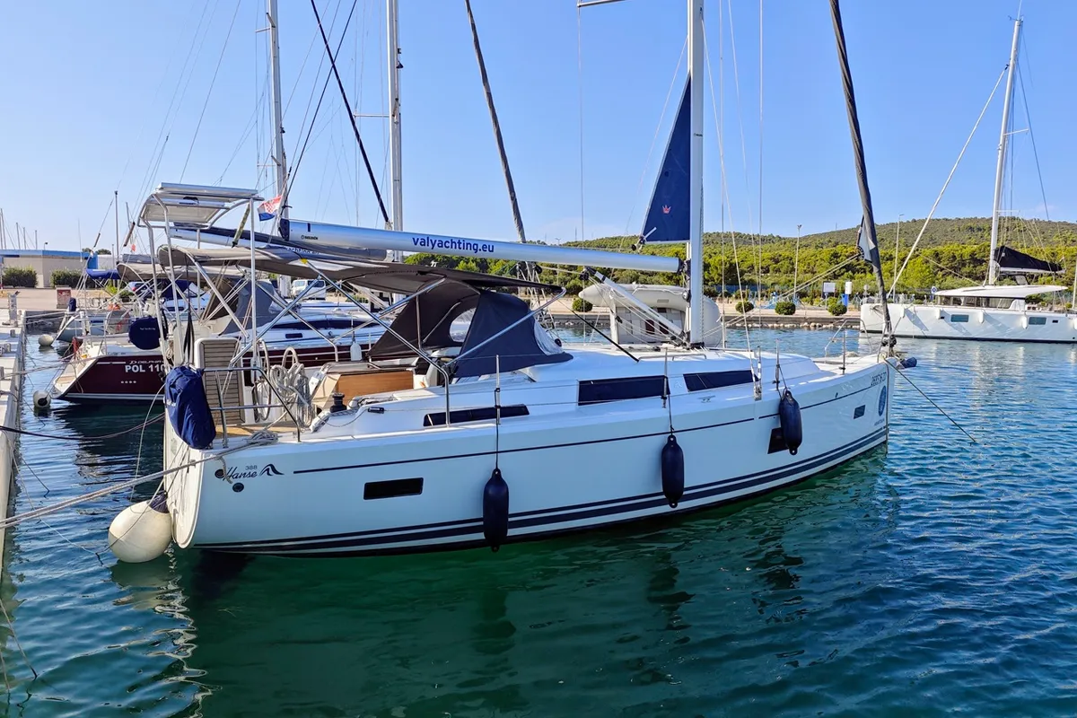 Cockpit of Fany, a Hanse 388 sailboat at Općina Sukošan, Croatia
