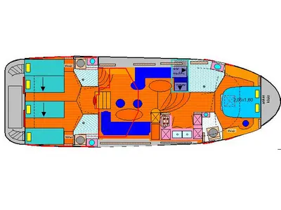 Floor plan of Juliana, a Gulet Hibo 1300 motorboat at Woudsend, Netherlands