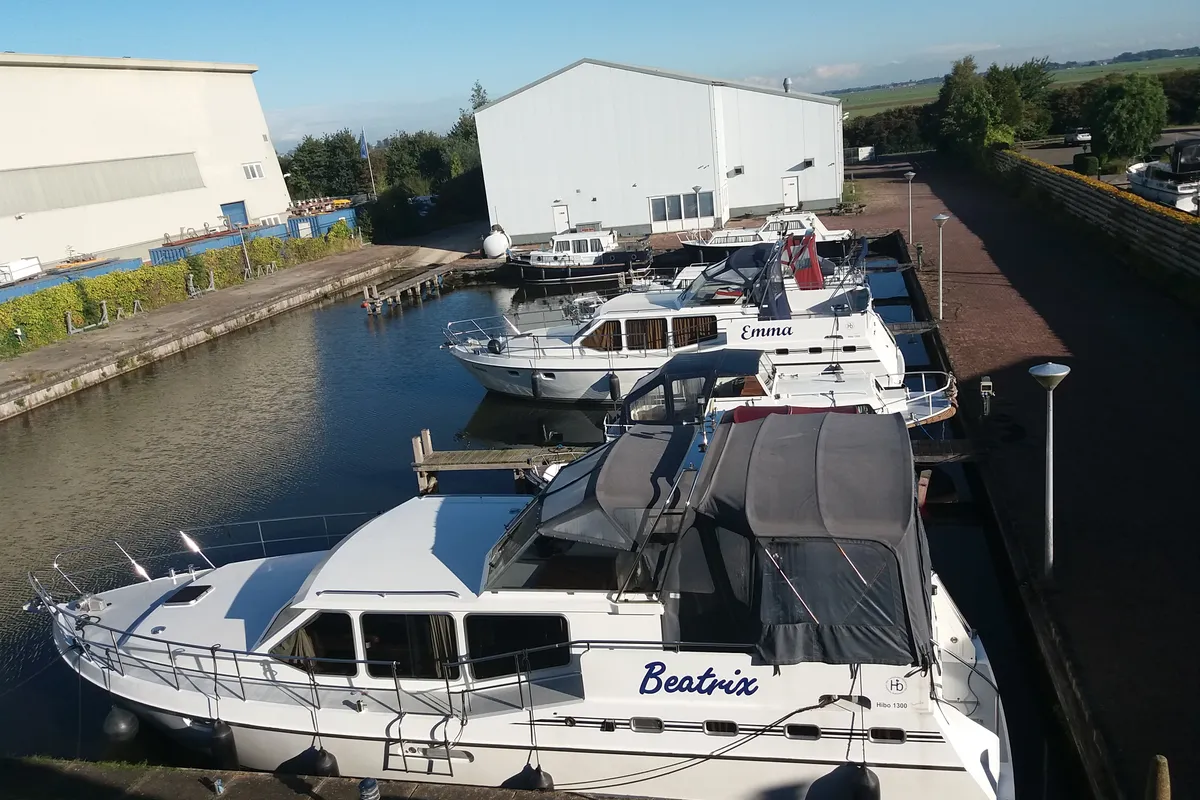 Exterior view of Juliana, a Gulet Hibo 1300 motorboat at Woudsend, Netherlands