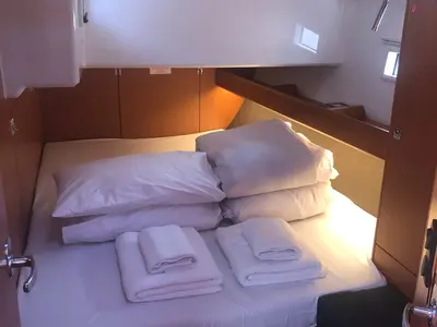 Cabin on Batukaan, a Bavaria Cruiser 46 sailboat at Fethiye, Turkey