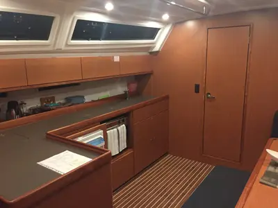 Galley of Batukaan, a Bavaria Cruiser 46 sailboat at Fethiye, Turkey