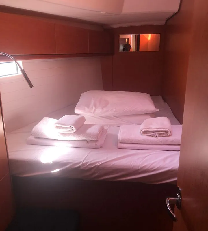 Cabin on Batukaan, a Bavaria Cruiser 46 sailboat at Fethiye, Turkey