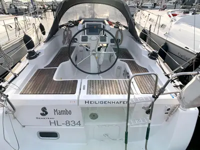 Cockpit of Mambo, a Beneteau Oceanis 31 sailboat at Heiligenhafen, Germany