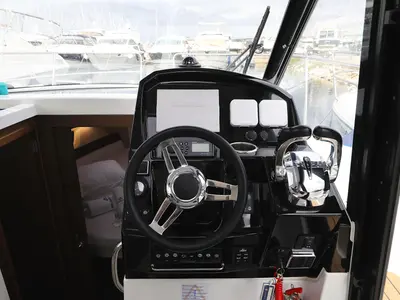 Cockpit of Calypso, a Jeanneau Merry Fisher 895 motorboat at Grad Biograd na Moru, Croatia