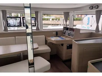 Salon of Grand Deluxe III, a Lagoon 42 catamaran at Grad Šibenik, Croatia