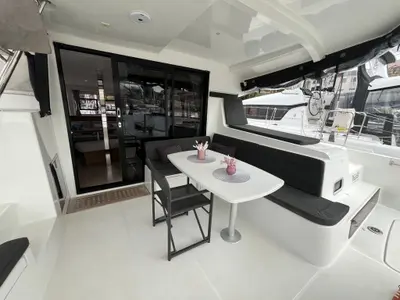 Deck of Grand Deluxe III, a Lagoon 42 catamaran at Grad Šibenik, Croatia