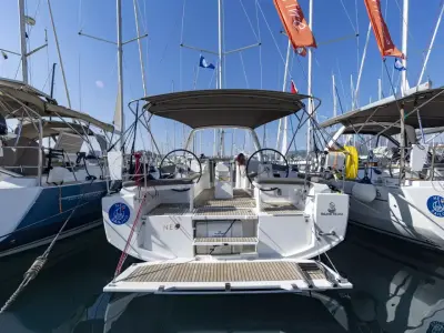 Deck of Neo, a Beneteau Oceanis 38.1 sailboat at Marmaris, Turkey