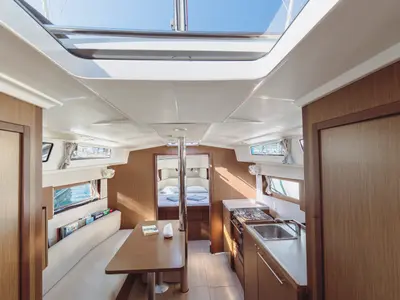 Salon of Neo, a Beneteau Oceanis 38.1 sailboat at Marmaris, Turkey