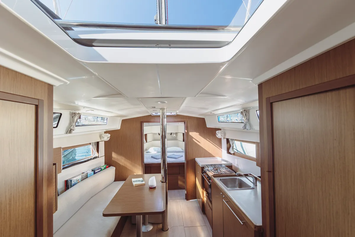 Salon of Neo, a Beneteau Oceanis 38.1 sailboat at Marmaris, Turkey