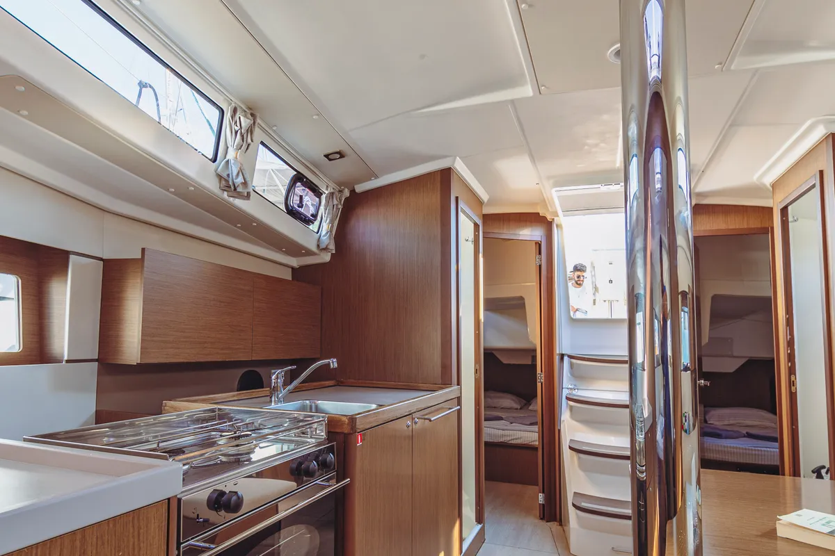 Galley of Neo, a Beneteau Oceanis 38.1 sailboat at Marmaris, Turkey