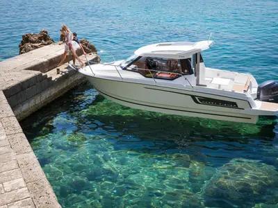 Mare, a Jeanneau Merry Fisher 795 Series 2 motorboat at Biograd na Moru, Croatia