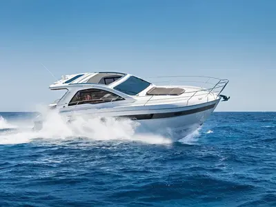Girica, a Bavaria Sport 39 HT motorboat at Punat, Croatia