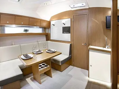 Salon of Girica, a Bavaria Sport 39 HT motorboat at Punat, Croatia