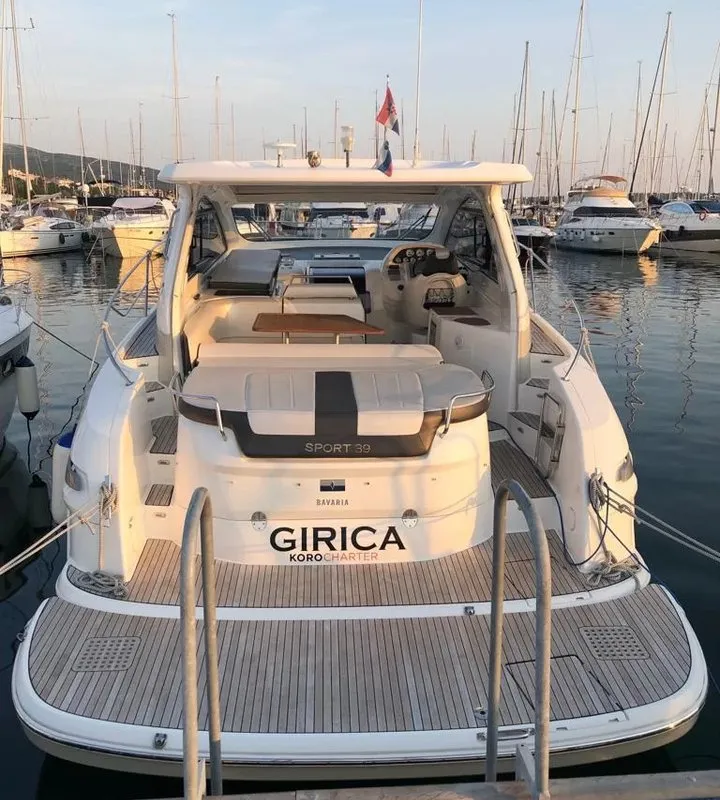 Girica, a Bavaria Sport 39 HT motorboat at Punat, Croatia