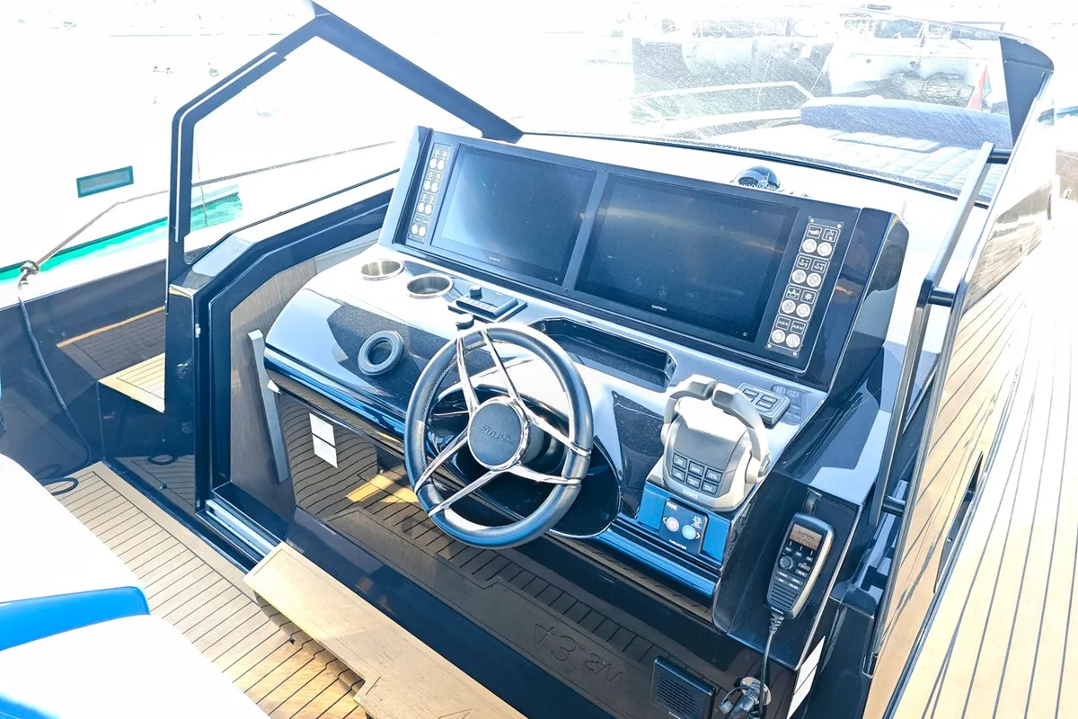 Cockpit of Alexia, a Fiart Seawalker 43 motor yacht at Općina Sukošan, Croatia