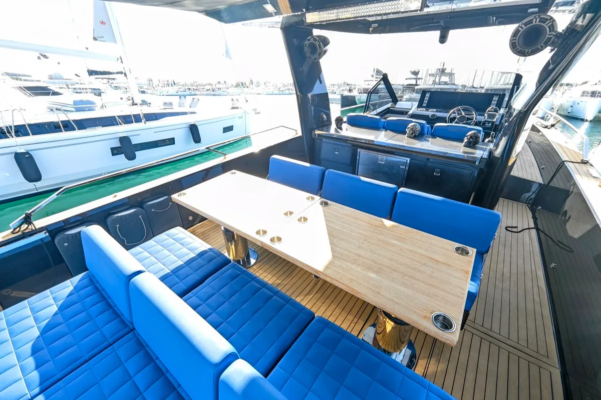 Deck of Alexia, a Fiart Seawalker 43 motor yacht at Općina Sukošan, Croatia