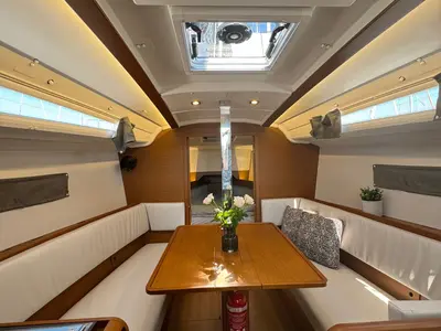 Salon of White Feather, a Jeanneau Sun Odyssey 349 sailboat at Grad Biograd na Moru, Croatia