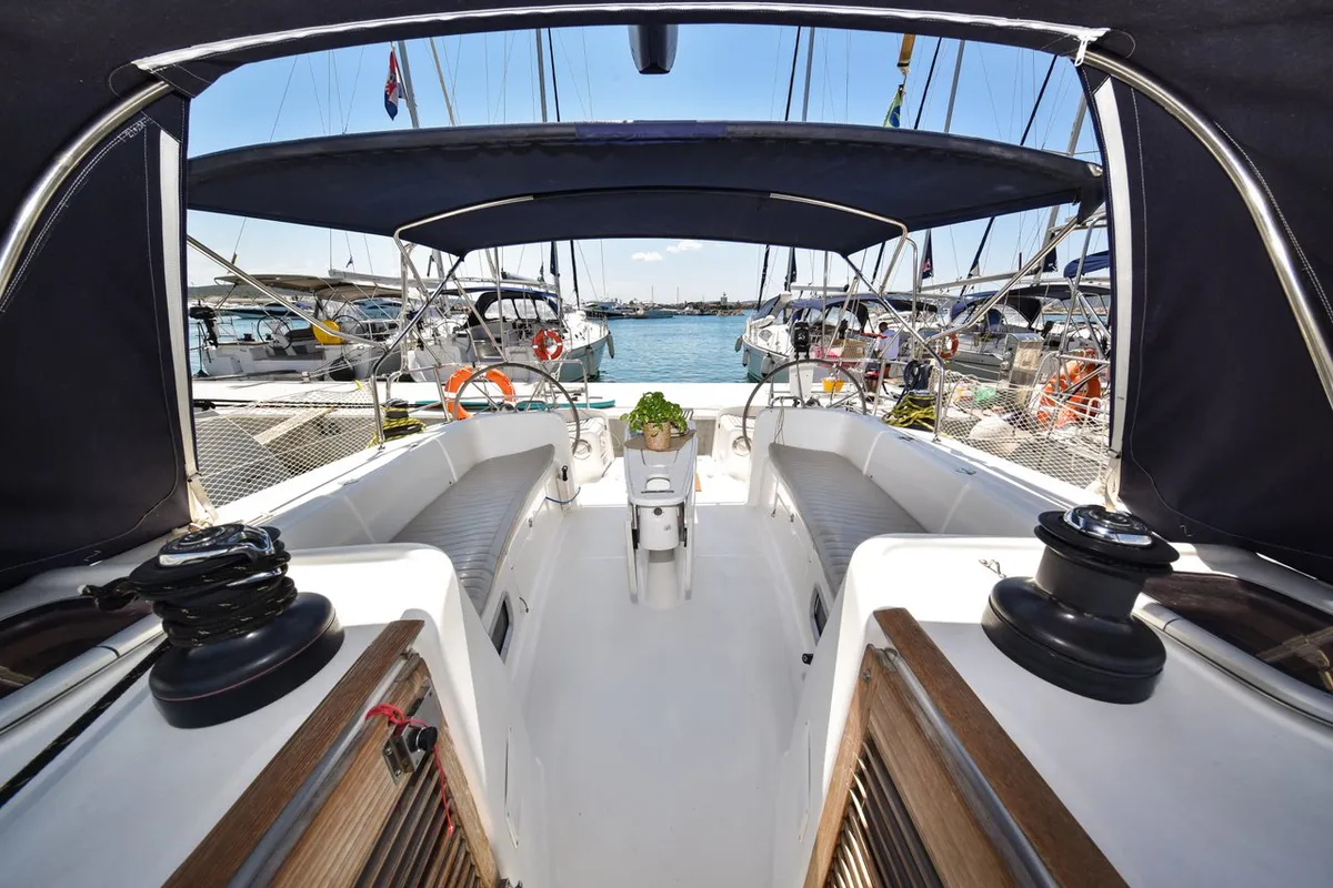 Cockpit of Papalina, a Beneteau Cyclades 50.5 sailboat at Općina Sukošan, Croatia