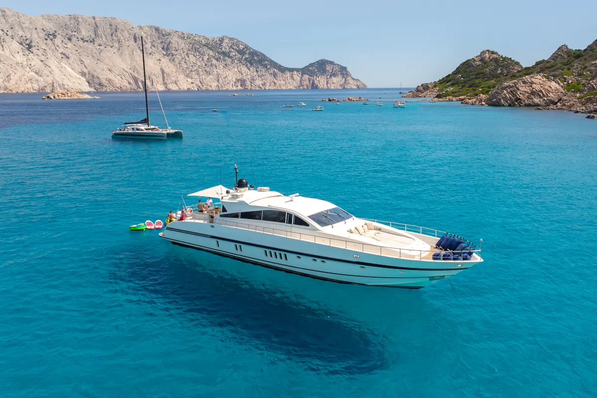Exterior view of Premium +, a Gulet Arno Leopard 27 motor yacht at Olbia, Italy