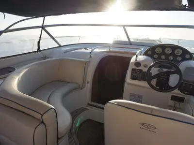 Cabin on Barlovento Segundo, a Bavaria Sport 35 motorboat at Palma de Mallorca, Spain