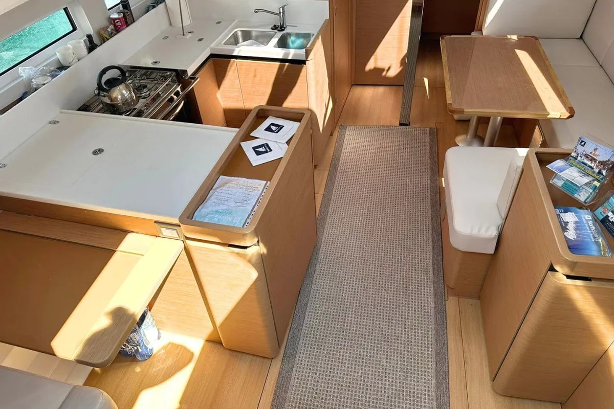 Galley of North Wind 44, a Jeanneau Sun Odyssey 440 sailboat at Sipias, Greece