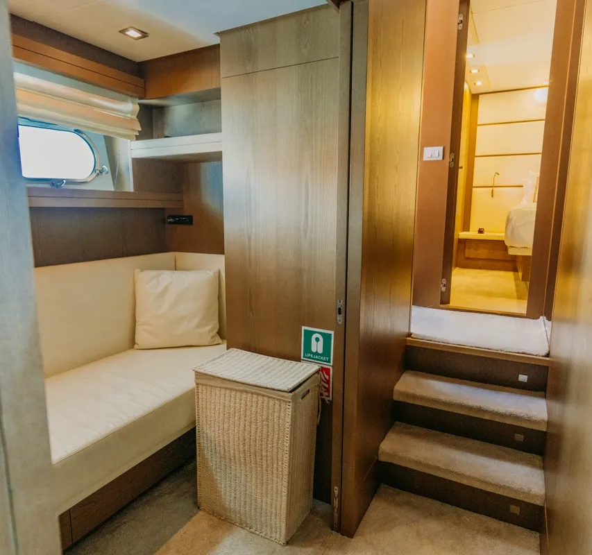 Salon of KUUM, a San Lorenzo 72 motor yacht at Bodrum, Turkey