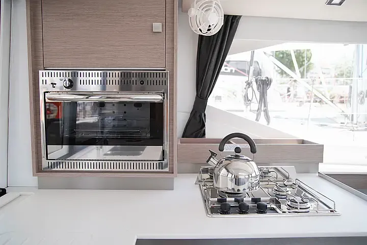 Galley of Anasa, a Fountaine Pajot Isla 40 catamaran at Lefkada, Greece