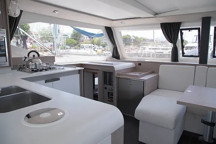 Galley of Anasa, a Fountaine Pajot Isla 40 catamaran at Lefkada, Greece