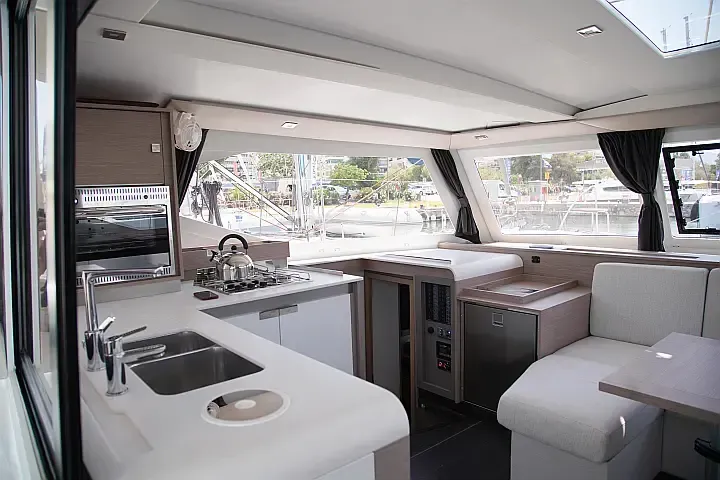 Galley of Anasa, a Fountaine Pajot Isla 40 catamaran at Lefkada, Greece