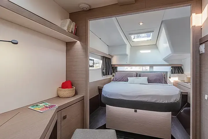 Cabin on Anasa, a Fountaine Pajot Isla 40 catamaran at Lefkada, Greece