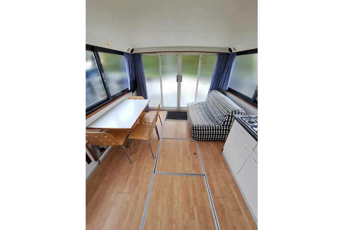 Salon of Sunshine, a De Drait Safari Houseboat 1050 motorboat at Drachten, Netherlands