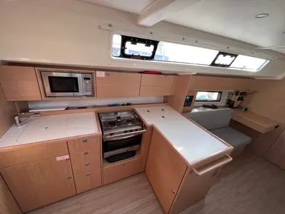 Galley of Koukan Maru, a Bavaria C42 sailboat at Loutraki, Greece