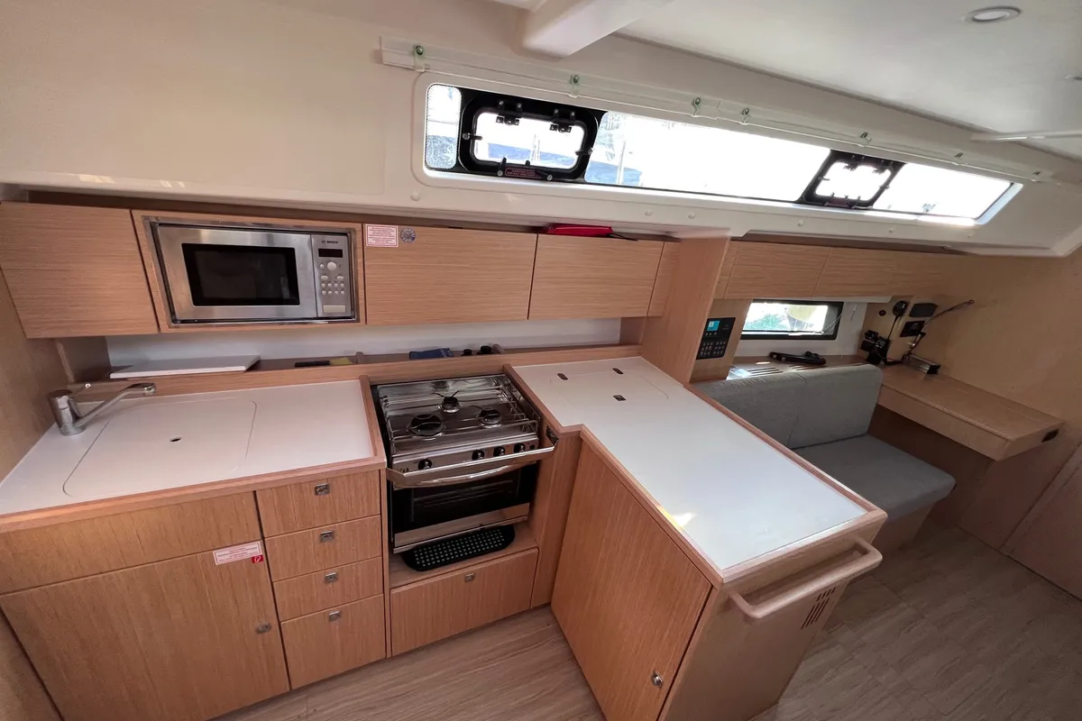 Galley of Koukan Maru, a Bavaria C42 sailboat at Loutraki, Greece