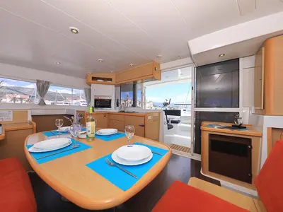 Galley of Pagomo nayan, a Lagoon 400 catamaran at Grad Trogir, Croatia