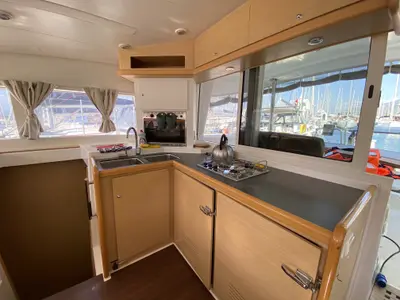 Galley of Winnie, a Lagoon 400 catamaran at Fethiye, Turkey