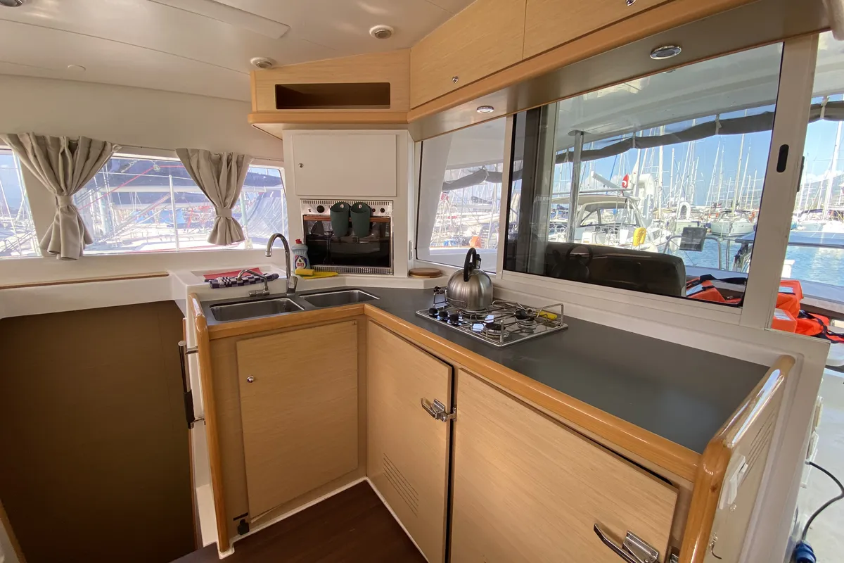 Galley of Winnie, a Lagoon 400 catamaran at Fethiye, Turkey