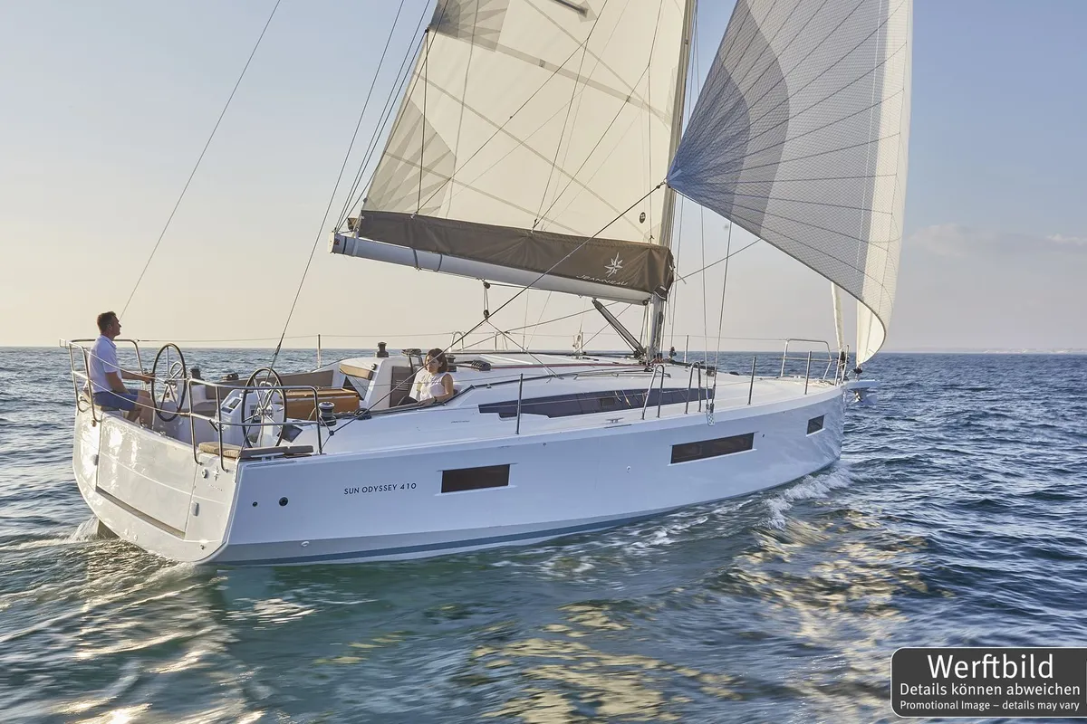 Exterior view of Mare, a Jeanneau Sun Odyssey 410 sailboat at Općina Rogoznica, Croatia